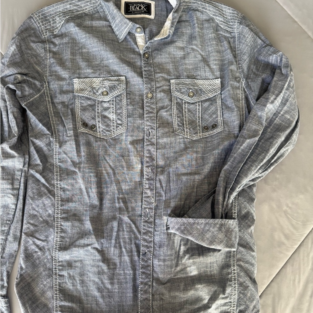 Buckle Black Athletic Fit Denim Shirt